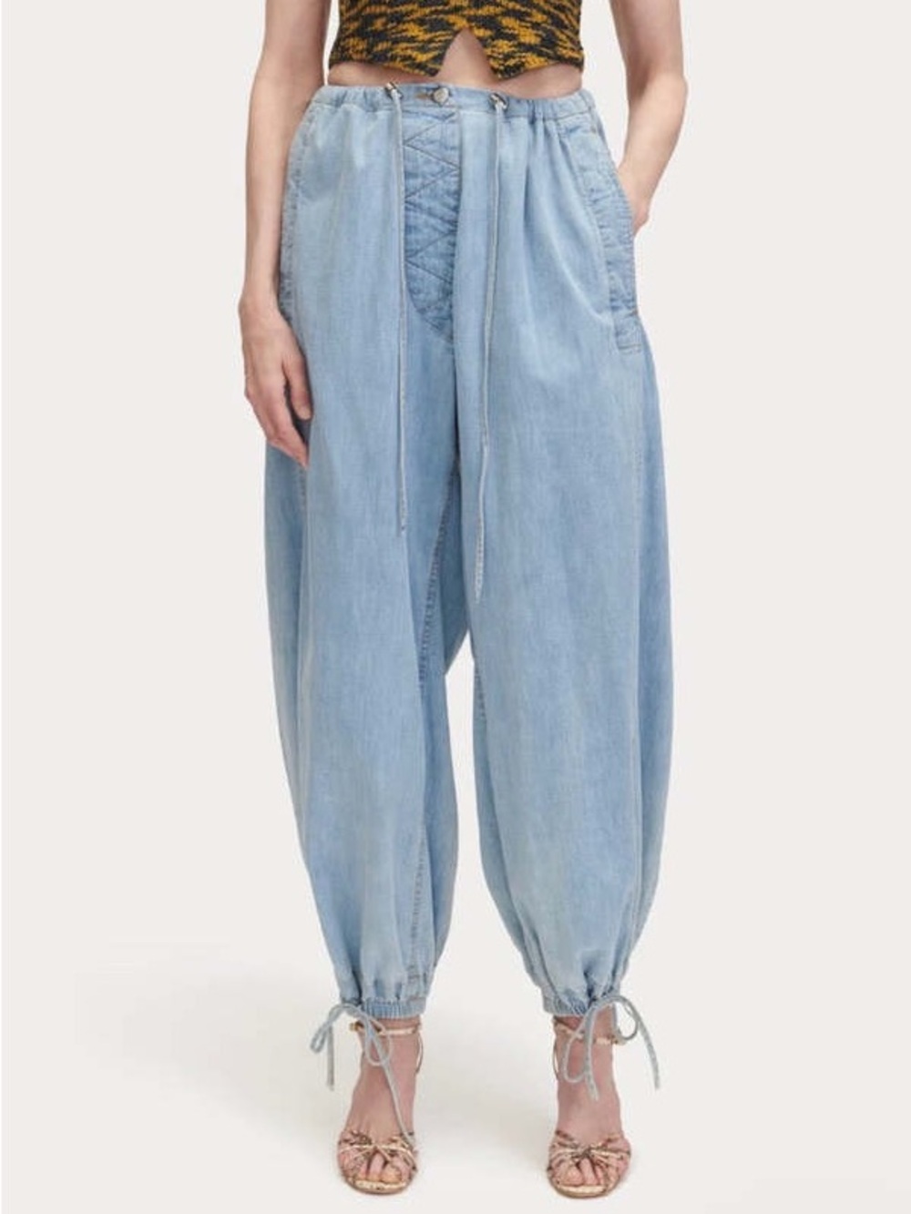 RACHEL COMEY SIZE8-10 CELESTE VISTA DENIM PANTS JEANS PARACHUTE HAREM BOHO STYLE